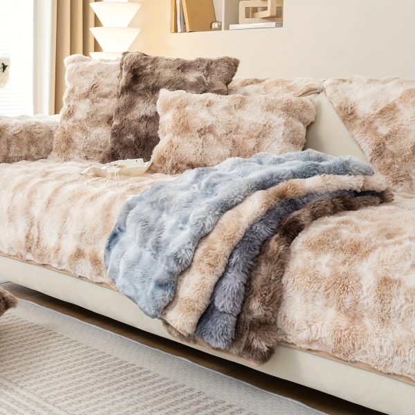 1pc Gradient Velvet Sofa Slipcover, Dog-friendly Sofa Cover Couch Cover, Plush Sofa Protective Cover, Plush Furniture Protector Cover Bedroom Office Living Room Home Decoration