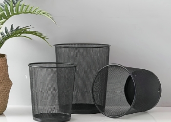 Metal Carbon Steel Mesh Trash Can Office Large-Capacity Wastebasket Kitchen Storage Open Trash Bin Household Toilet Multipurpose Trash Can