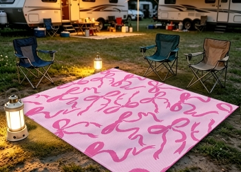 2D Flat Printing, 1pc Camping Mat, Free Tote Bag 4 Tent Pegs, Outdoor Mat, Washable Outdoor Patio Mat, Plastic Straw Mat, Suitable for Courtyards, Patios, Decks, Rvs, Picnics, Porches, Balconies, Area Mats, Home Decor for, 2D Flat